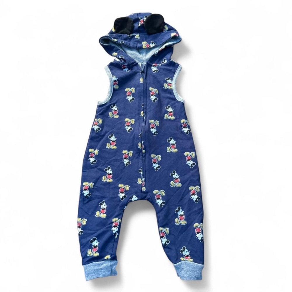 Disney Navy Blue Hooded Jumpsuit with Mickey Mouse Print